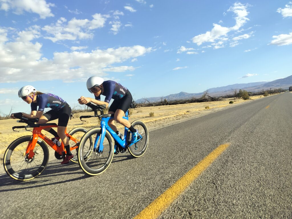 Caroline & Mads Frank racing through the desert of Borrego Springs at the 24-Hour World Championships